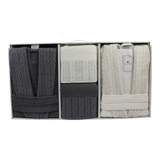 Sena Bademantel Set 6 teilig -Grau/Creme