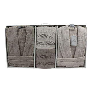 Duru Bademantel Set 6 teilig -Taupe/Beige