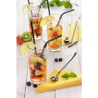 Edelstahl Trinkhalm 12er Set schwarz 21,5 cm gerade