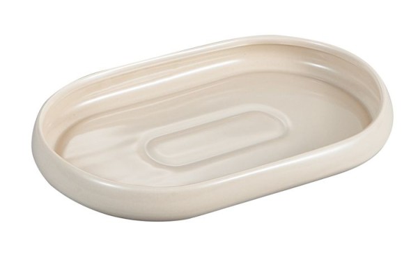 Bondy Seidenbeige oval Platte 20x13cm- Beige