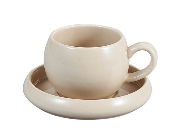 Bondy Beige Kaffeetassen 2er Set - Seidenbeige